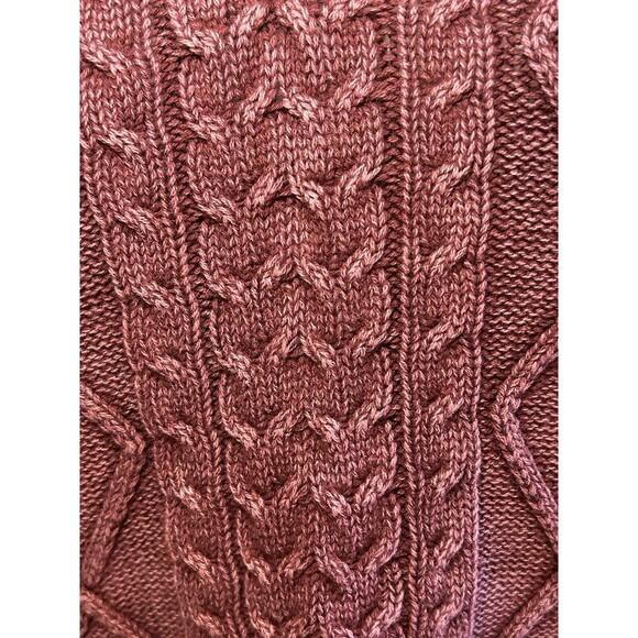 NATURAL REFLECTIONS Burgundy Acid Washed V-neck Cable Knit Sweater Medium - Picture 2 of 8